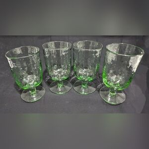 Vintage Green Glass Goblets
